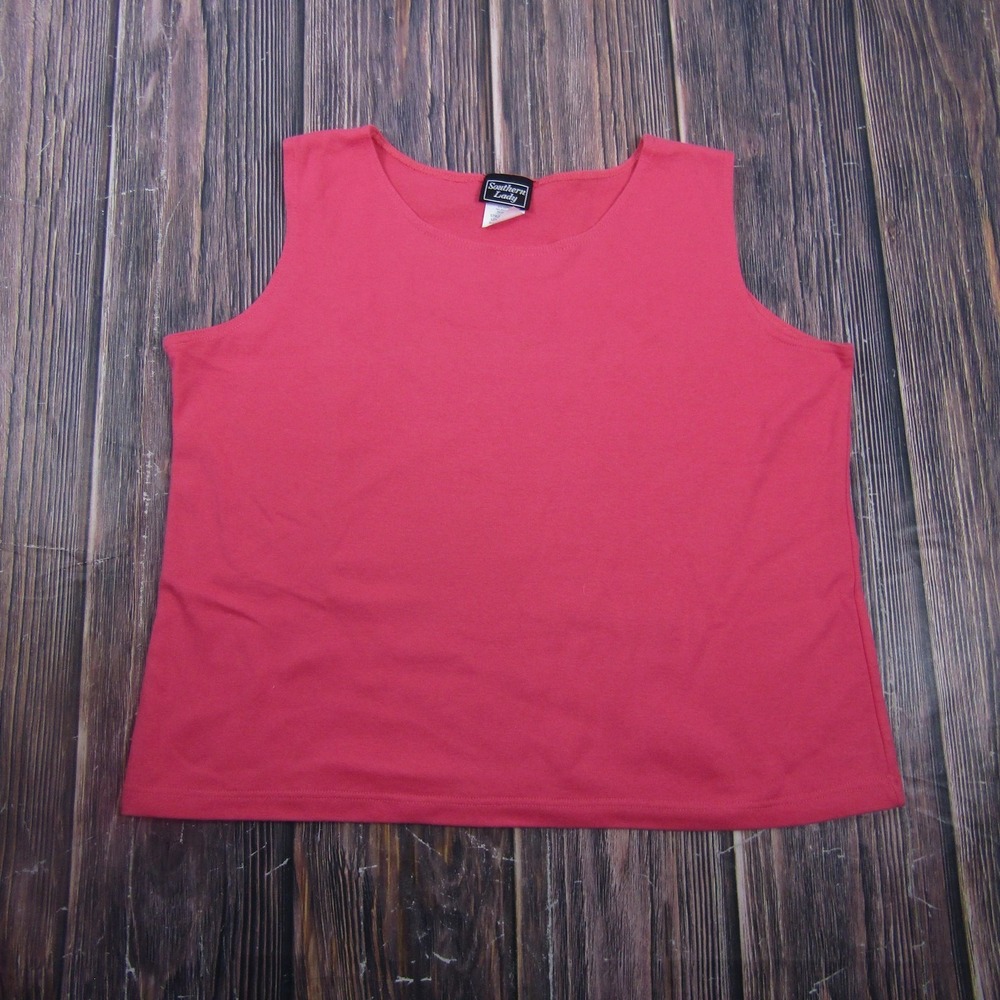 Southern Lady Tank Womens XL Pink Stretch Jersey Pullover Casual Granny Core
